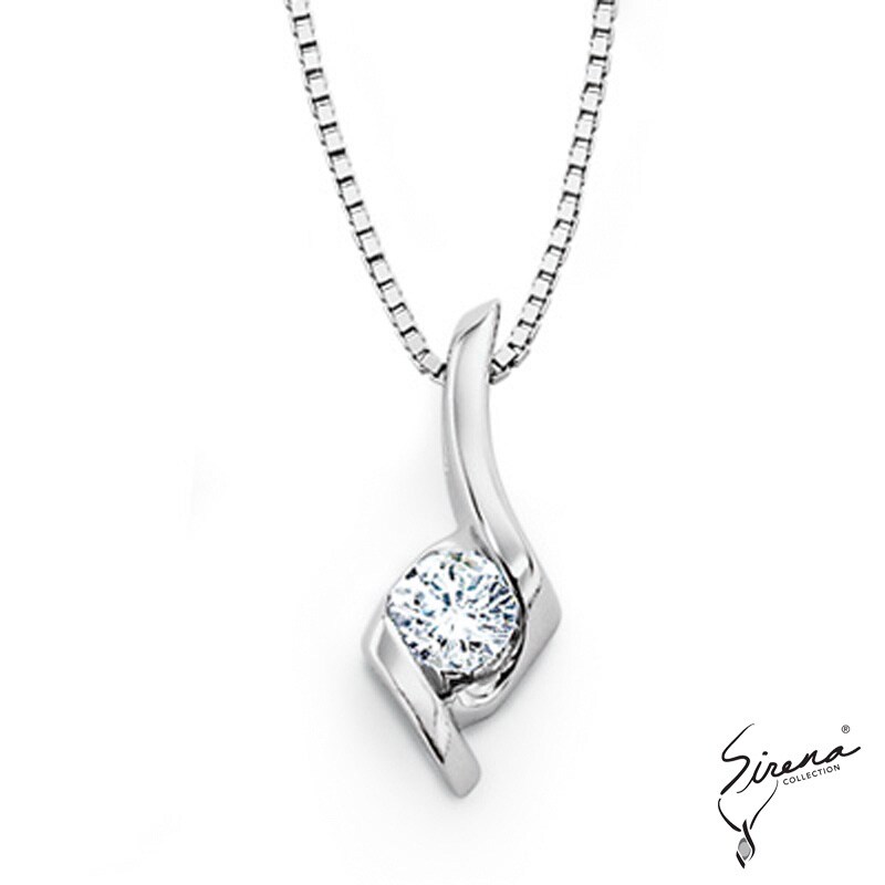 Main Image 1 of Sirena™ 1/8 CT. Diamond Solitaire Pendant in 14K White Gold