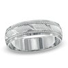 Thumbnail Image 0 of Triton Men's 6.0mm Satin Wave Wedding Band in 10K White Gold