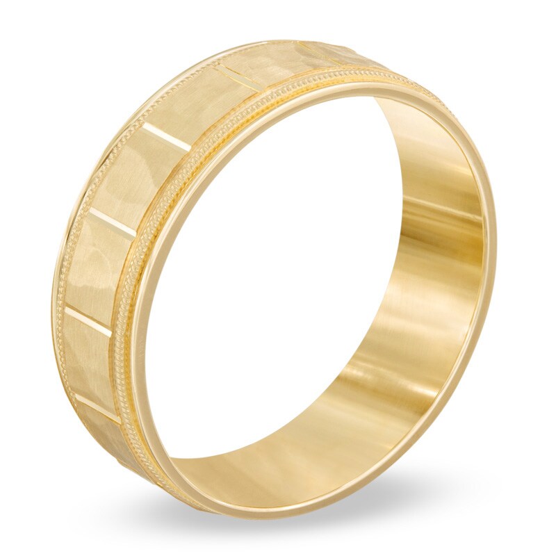 Triton Men's 6.5mm Hammered Segment Wedding Band in 10K Gold