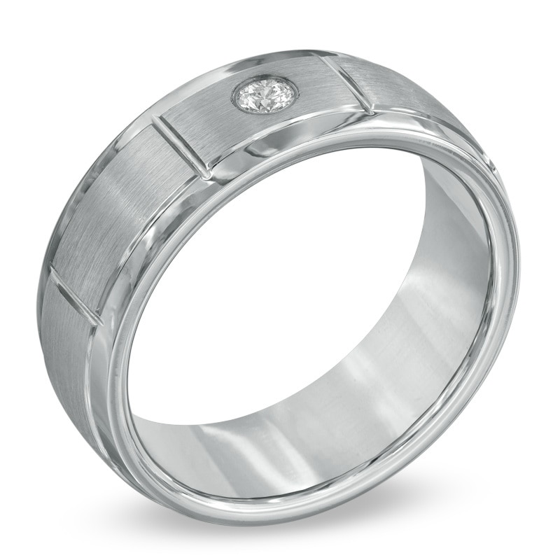 Main Image 2 of Triton Men's 1/10 CT. Diamond Comfort Fit Step Edge Cobalt Wedding Band - Size 10