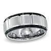 Men's 9.0mm Comfort Fit Two-Tone Tungsten Carbide Panel Wedding Band - Size 10