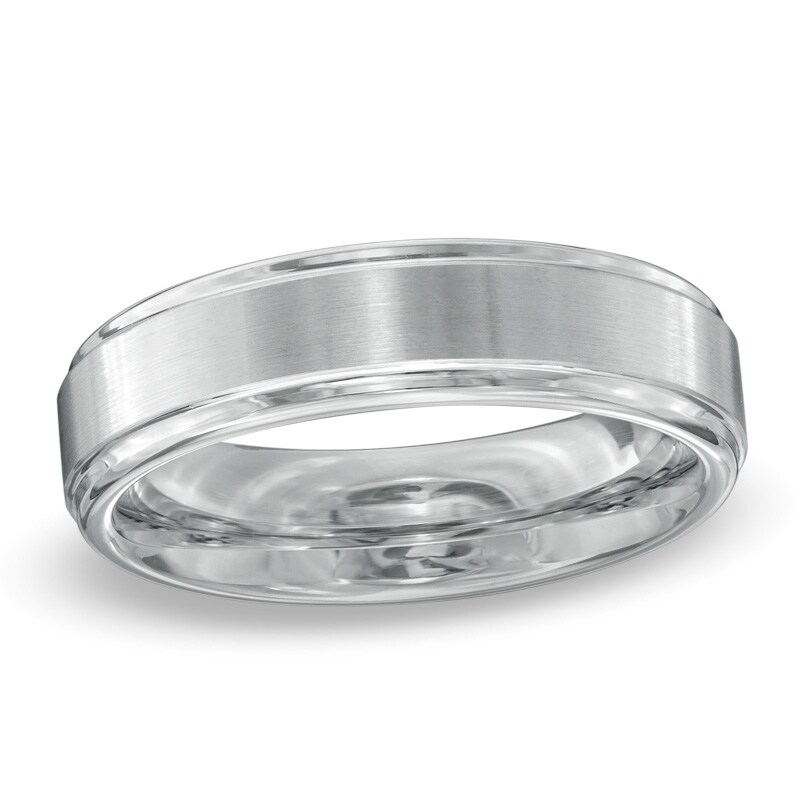 Main Image 1 of Triton Men's 6.0mm Comfort Fit Step Edge White Tungsten Wedding Band - Size 10