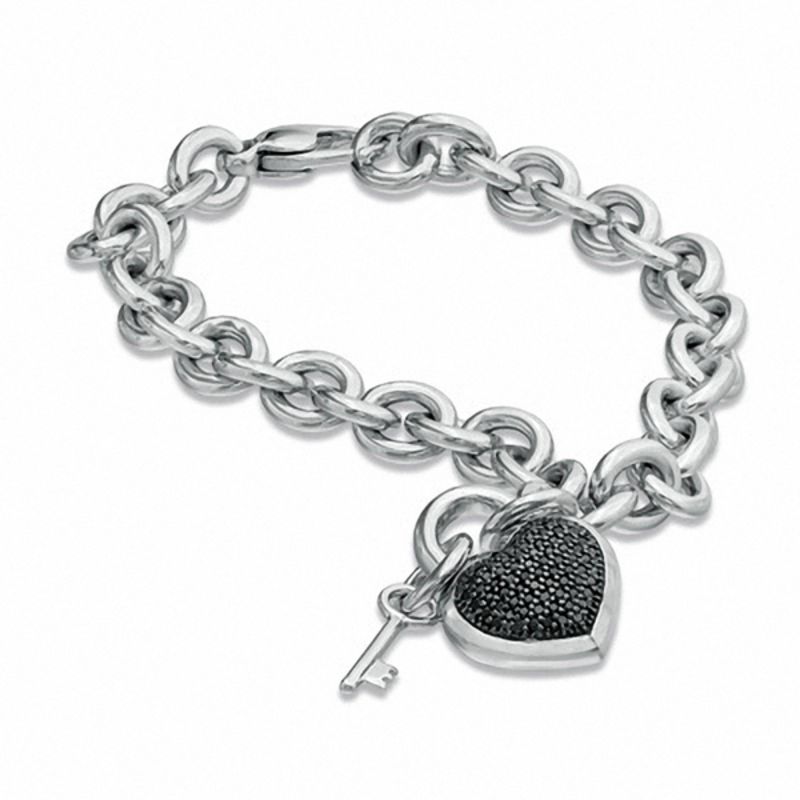 1/3 Ct. T.W. Black Diamond Heart Bracelet