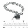 Thumbnail Image 2 of 1/3 CT. T.W. Black Diamond Heart with Key Charm Bracelet in Sterling Silver - 7.5"