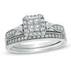 Thumbnail Image 0 of 1/2 CT. T.W. Quad Princess-Cut Diamond Vintage-Style Bridal Set in 10K White Gold