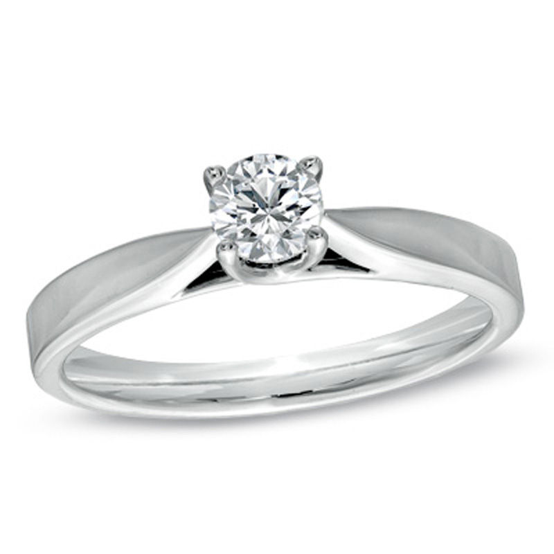 Celebration Ideal 1/3 CT. Diamond Solitaire Engagement Ring in 14K White Gold (J/I1)