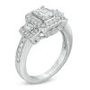 Thumbnail Image 1 of 1-1/2 CT. T.W. Certified Emerald-Cut Diamond Three Stone Ring in 14K White Gold (I/I1)
