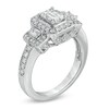 Thumbnail Image 1 of 1-1/2 CT. T.W. Certified Emerald-Cut Diamond Three Stone Ring in 14K White Gold (I/I1)