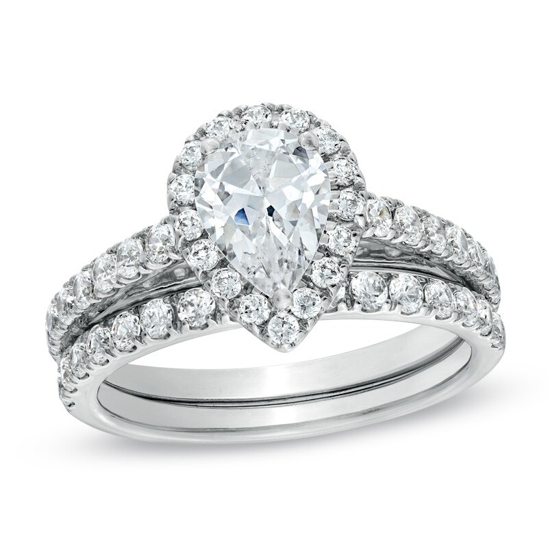 1-3/4 CT. T.W. Pear-Shaped Diamond Bridal Set in 14K White Gold