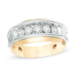 1 CT. T.W. Diamond Five Stone Anniversary Band in 10K Two-Tone Gold