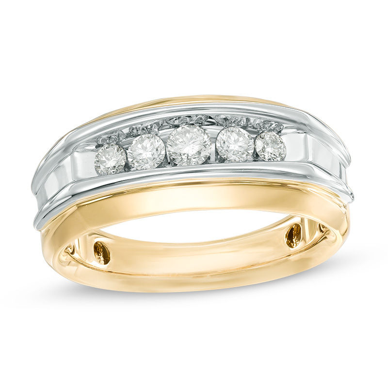 1/2 CT. T.W. Diamond Five Stone Anniversary Band in 10K Two-Tone Gold