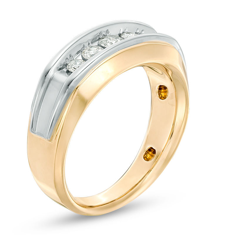 1/2 CT. T.W. Diamond Five Stone Anniversary Band in 10K Two-Tone Gold