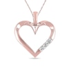 Thumbnail Image 0 of Diamond Accent Three Stone Heart Pendant in 10K Rose Gold