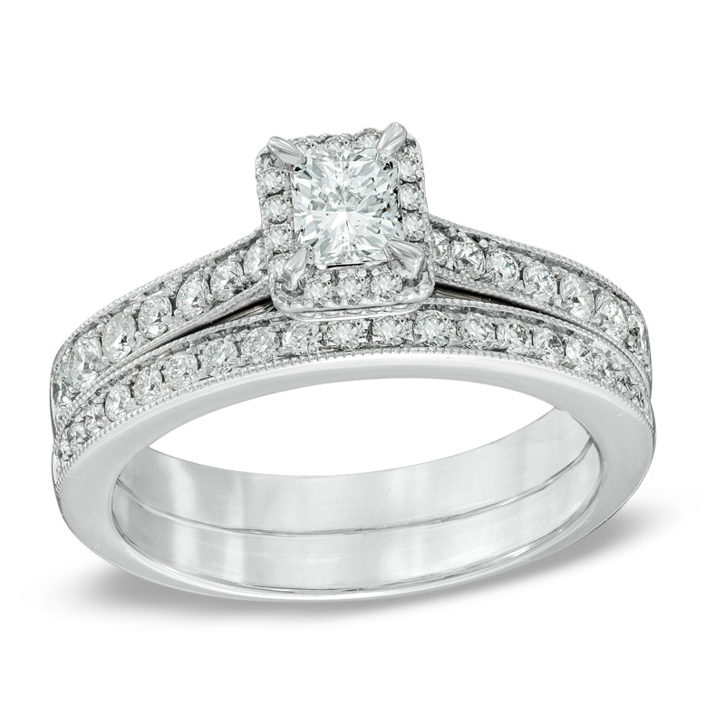 1 CT. T.W. Certified Radiant-Cut Diamond Bridal Set in 14K White Gold (I/I1)