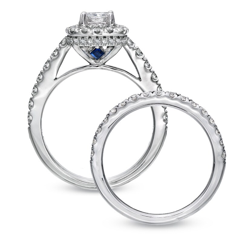 Vera Wang Love Collection 2 CT. T.W. Princess-Cut Diamond Frame Bridal Set in 14K White Gold