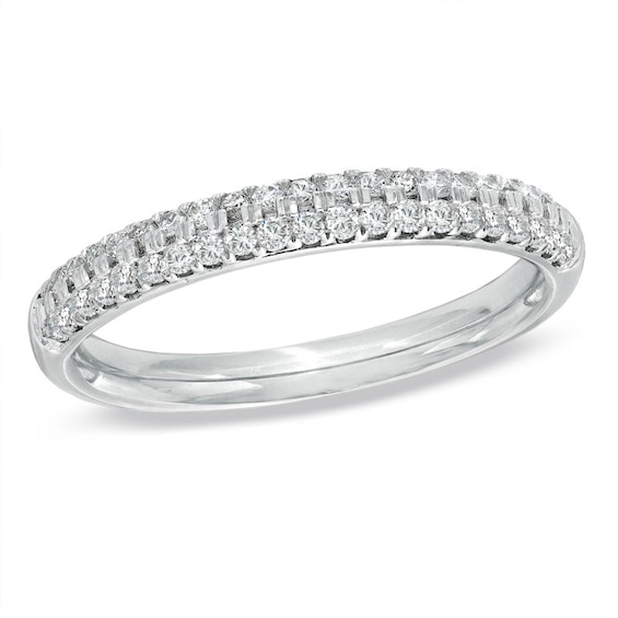 Vera Wang Love Collection 3/8 CT. T.W. Diamond Two Row Anniversary Band in 14K White Gold