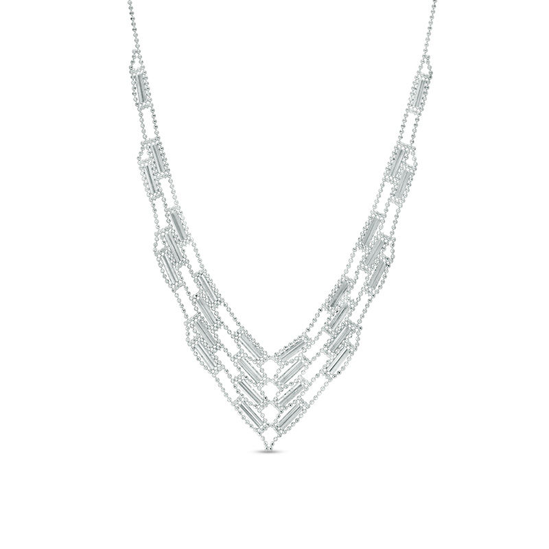 Main Image 1 of Geometric Bib Necklace in Sterling Silver - 17"