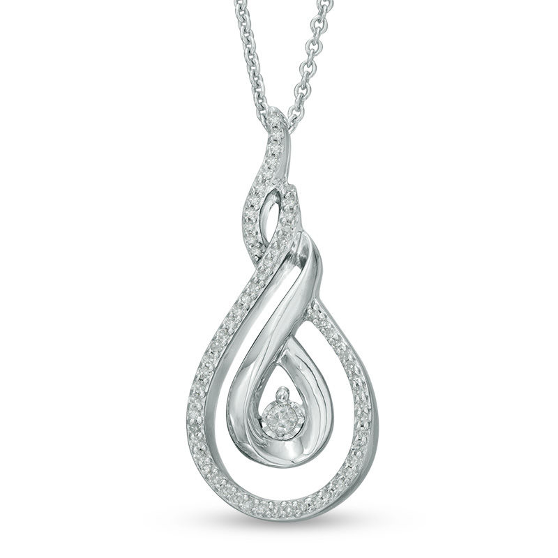 1/6 CT. T.W. Diamond Flame Pendant in Sterling Silver