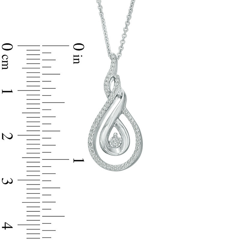 Main Image 2 of 1/6 CT. T.W. Diamond Flame Pendant in Sterling Silver