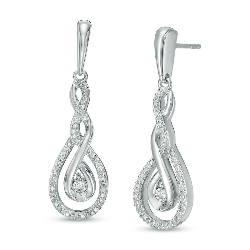 1/6 CT. T.W. Diamond Flame Drop Earrings in Sterling Silver