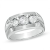 Thumbnail Image 0 of Men's Lab-Created White Sapphire Three Stone Ring in 10K White Gold