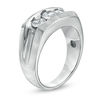 Thumbnail Image 1 of Men's Lab-Created White Sapphire Three Stone Ring in 10K White Gold