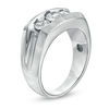 Thumbnail Image 2 of Men's Lab-Created White Sapphire Three Stone Ring in 10K White Gold