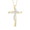 Thumbnail Image 1 of 1/10 CT. T.W. Diamond Overlapping Cross Pendant in 10K Two-Tone Gold