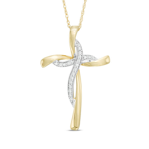 Details about   14K Two Tone Gold Brushed Cross Chain Slide Pendant MSRP $306