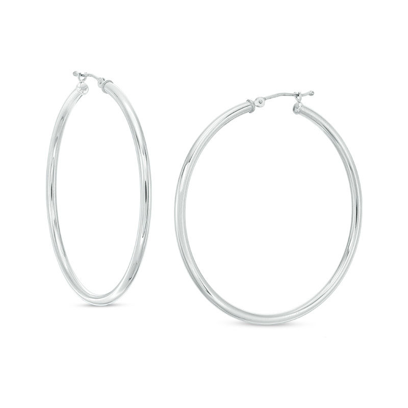 Main Image 1 of 47.0mm Hoop Earrings in 14K White Gold