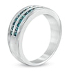 Thumbnail Image 1 of Men's 1/2 CT. T.W. Enhanced Blue Diamond Double Row Band in Sterling Silver