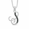 Thumbnail Image 1 of Black Diamond Accent "S" Initial Pendant in Sterling Silver