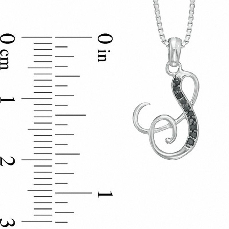 Main Image 2 of Black Diamond Accent "S" Initial Pendant in Sterling Silver