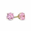 Thumbnail Image 1 of Child's 4.0mm Pink Cubic Zirconia Stud Earrings in 14K Gold