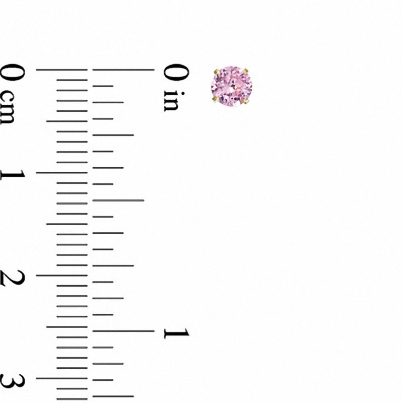 Main Image 2 of Child's 4.0mm Pink Cubic Zirconia Stud Earrings in 14K Gold