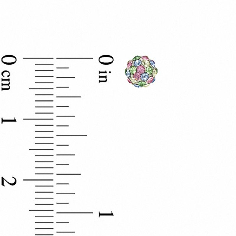 Main Image 2 of Child's Multi-Color Pastel Crystal Ball Stud Earrings in 14K Gold
