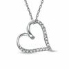 Thumbnail Image 1 of 1/10 CT. T.W. Diamond Twirl Tilted Heart Pendant in Sterling Silver