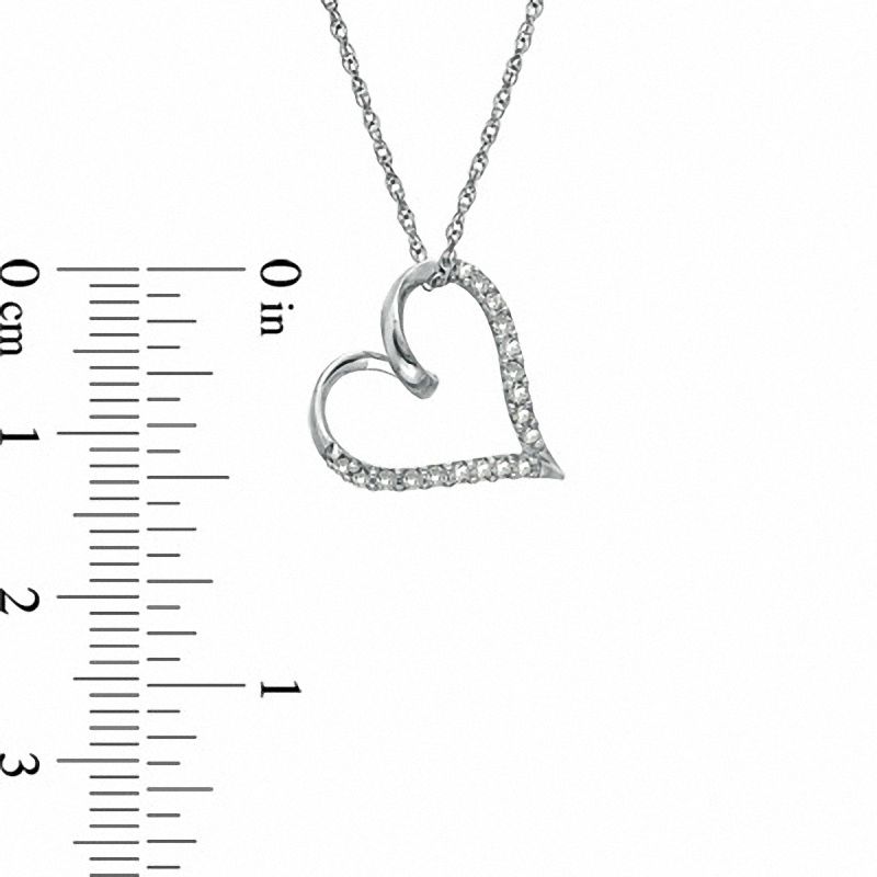 Main Image 2 of 1/10 CT. T.W. Diamond Twirl Tilted Heart Pendant in Sterling Silver