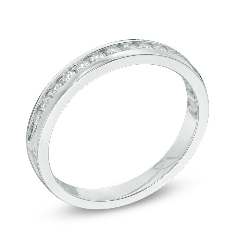 1/4 CT. T.W. Certified Diamond Anniversary Band in 14K White Gold (I/SI2)