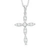 Thumbnail Image 0 of 1/5 CT. T.W. Elongated Oval Diamond Cross Pendant in 10K White Gold