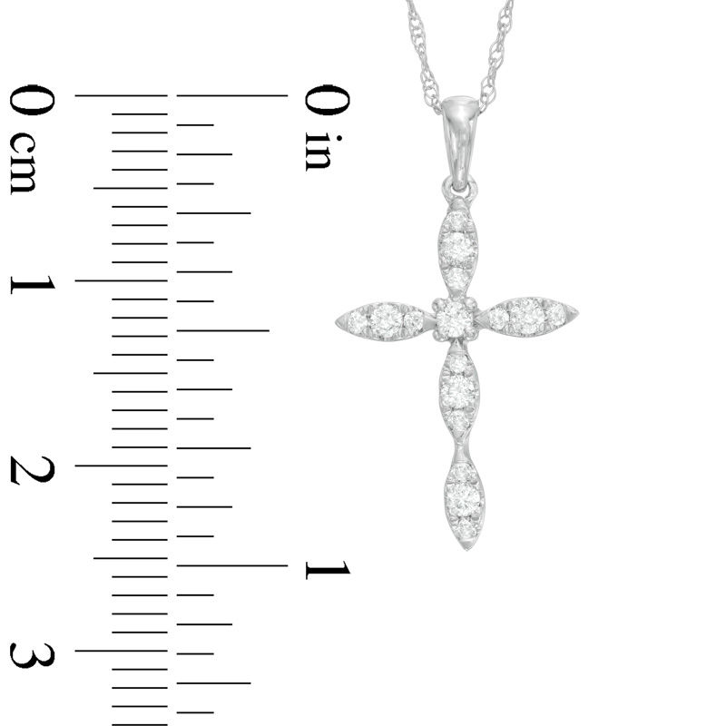 Elongated Oval Diamond Cross Pendant 