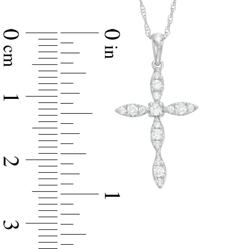 1/5 CT. T.W. Elongated Oval Diamond Cross Pendant in 10K White Gold