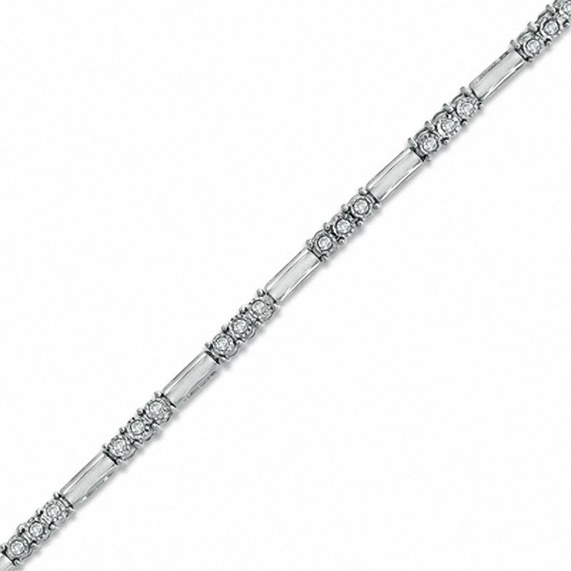 Main Image 1 of 1/4 CT. T.W. Diamond Three Stone Line Bracelet in 10K White Gold