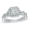 Thumbnail Image 0 of Vera Wang Love Collection 1 CT. T.W. Princess-Cut Diamond Double Frame Twist Engagement Ring in 14K White Gold