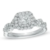 Thumbnail Image 1 of Vera Wang Love Collection 1 CT. T.W. Princess-Cut Diamond Double Frame Twist Engagement Ring in 14K White Gold