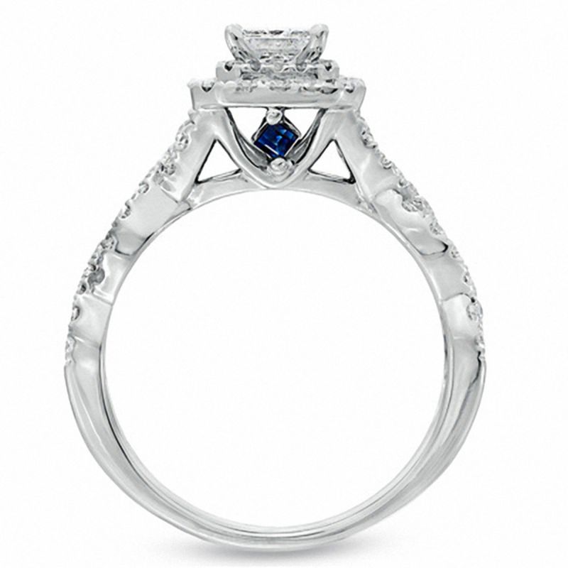 Vera Wang Love Collection 1 CT. T.W. Princess-Cut Diamond Double Frame Twist Engagement Ring in 14K White Gold