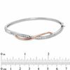 Thumbnail Image 2 of Lab-Created White Sapphire Crossover Bangle in Sterling Silver with 14K Rose Gold Plate - 7"