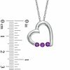 Thumbnail Image 2 of Amethyst Heart Pendant in Sterling Silver