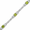 Thumbnail Image 1 of White Topaz and Peridot Bracelet in Sterling Silver - 7.25"