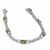 Thumbnail Image 2 of White Topaz and Peridot Bracelet in Sterling Silver - 7.25"